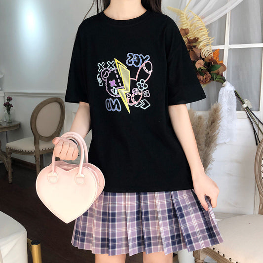 Ladies Japanese Loose Cotton Short Sleeves